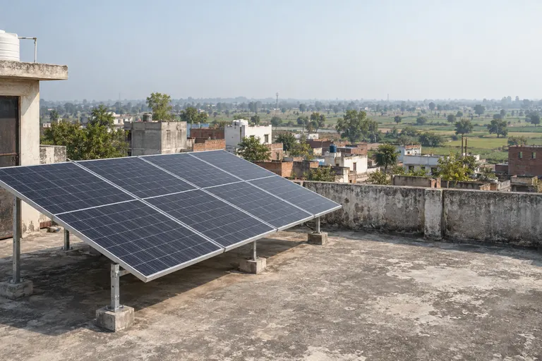 Architectural 3D illustration of solar on a North Indian town-edge home